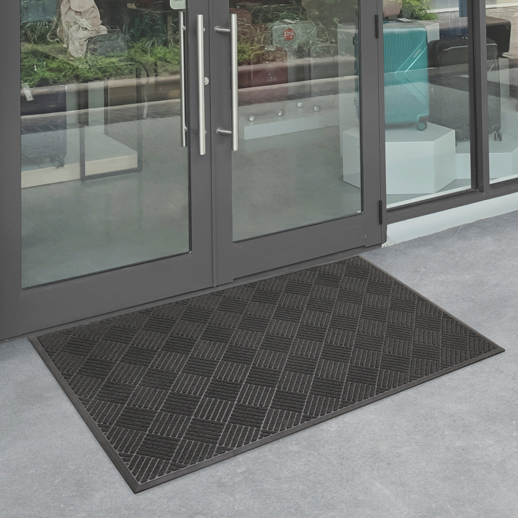 Hunter Embossed Parquet Doormat Black 3 ft x 5 ft