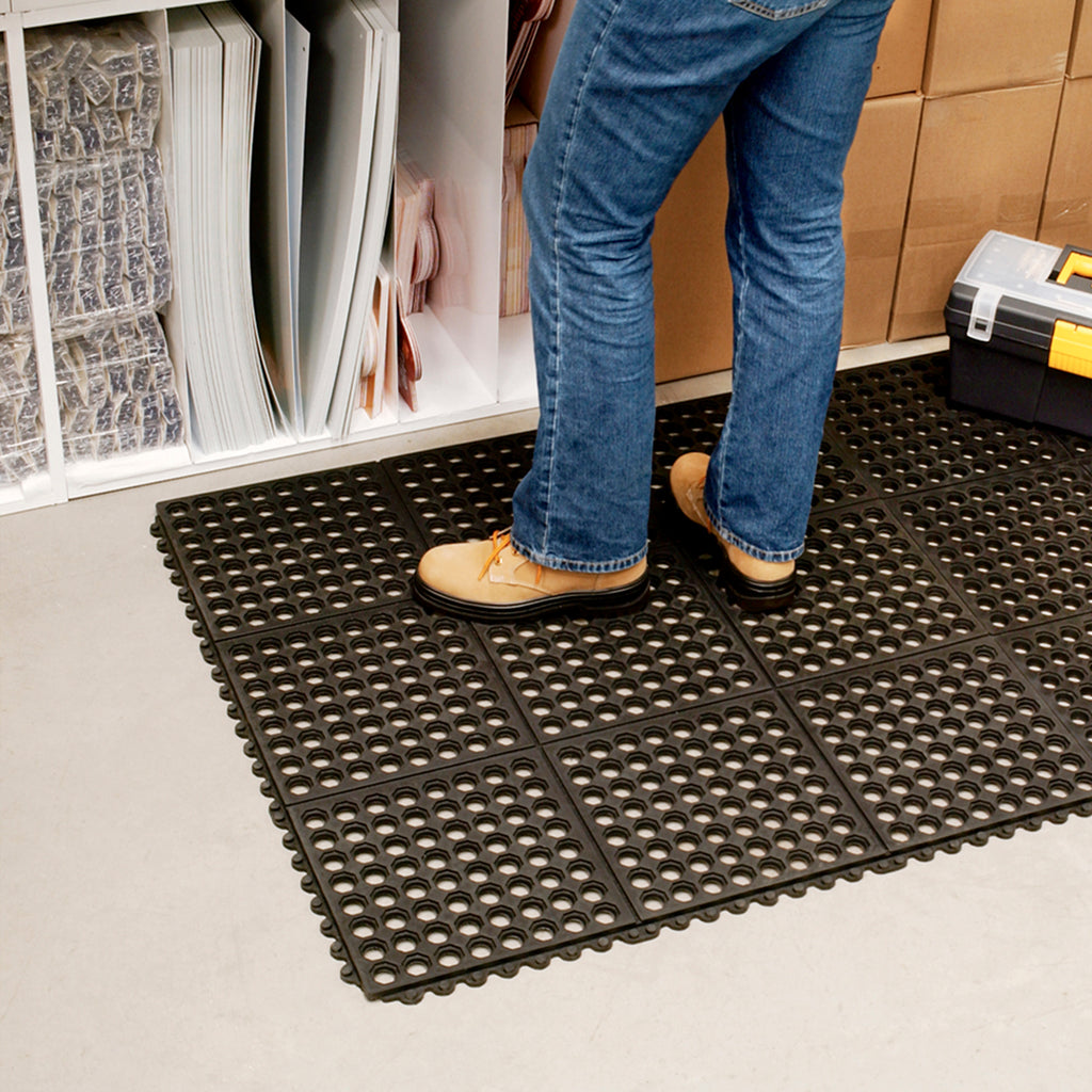 Anti-Fatigue Interlocking Rubber Mat 3 ft x 3 ft