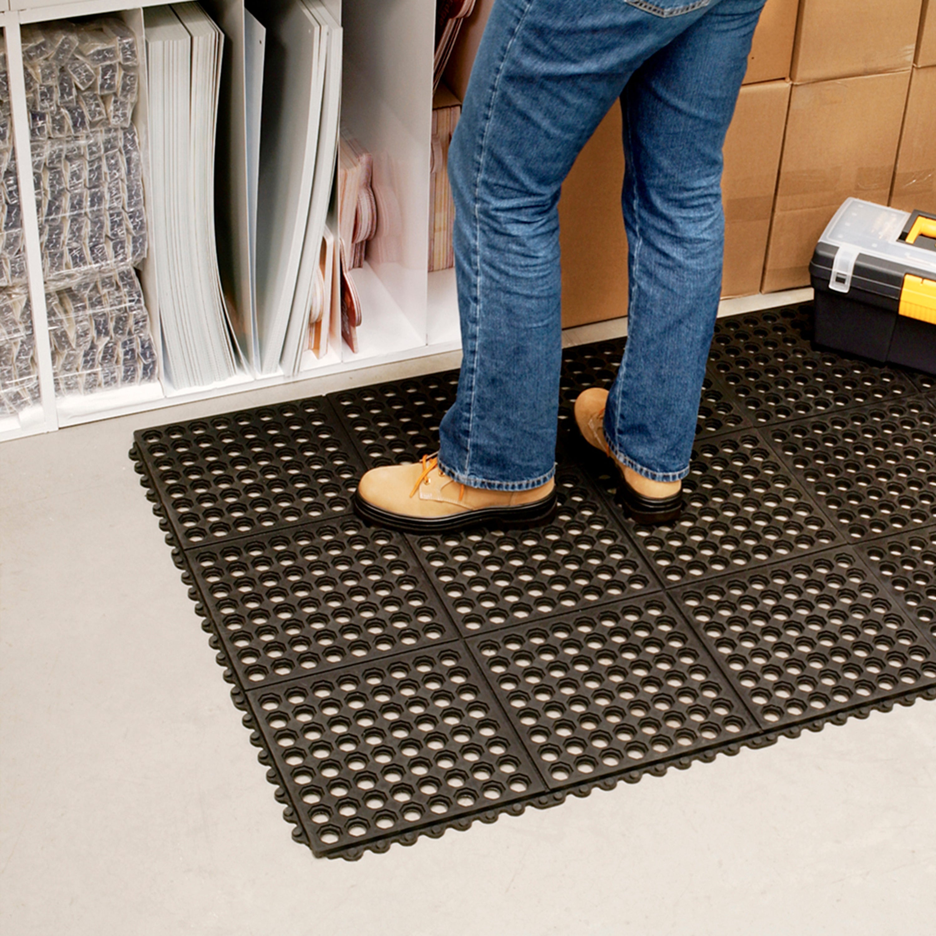 Anti-Fatigue Interlocking Rubber Mat 3 ft x 3 ft