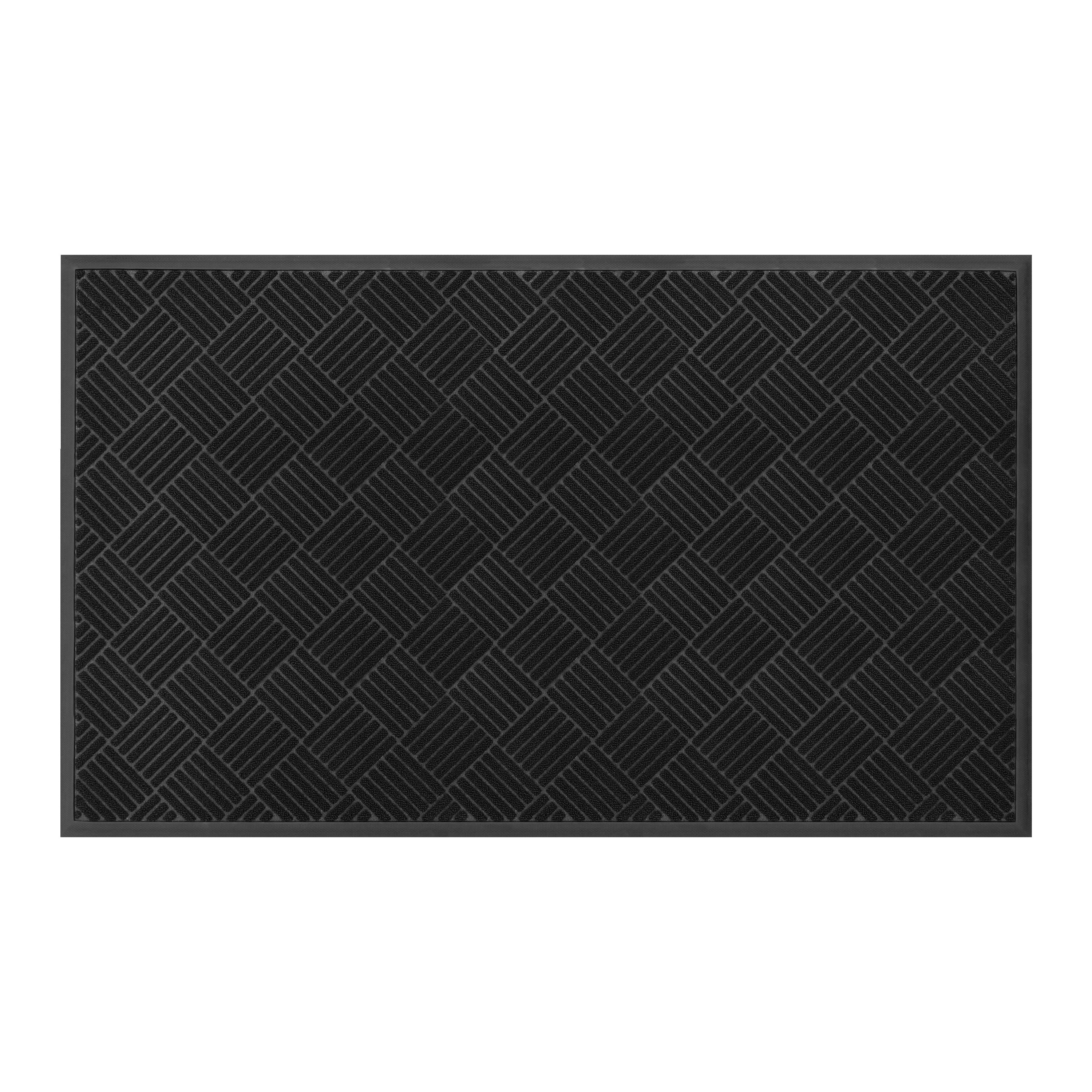 Hunter Embossed Parquet Doormat Black 3 ft x 5 ft