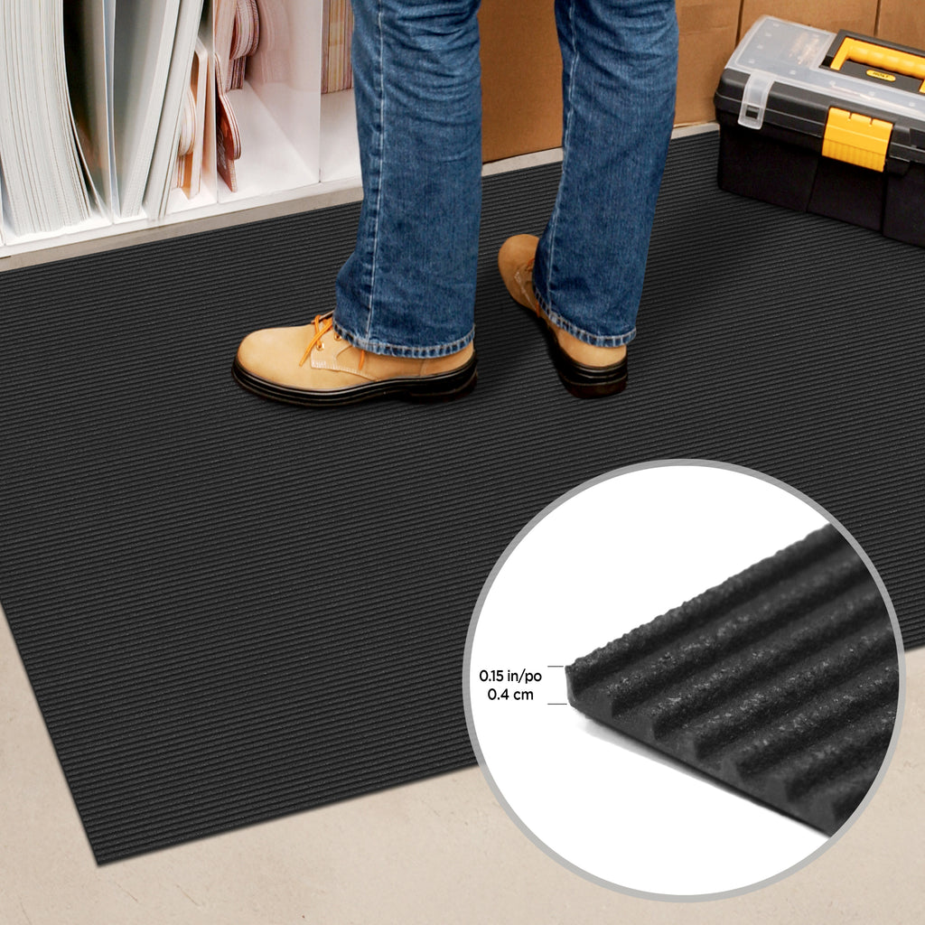 Ribbed 4mm Extruded Rubber Floor Mat 3 ft x 8 ft