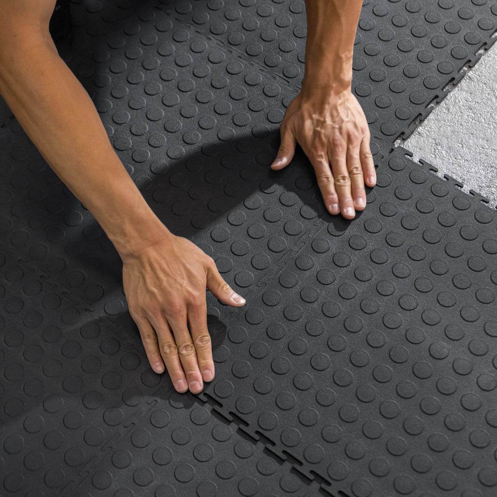 Black Utility Multi-Purpose Interlocking Tiles 18 inch x 18 inch, 12-pack